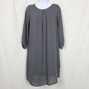 H&M Gray Long Sleeve Pleated Shift Dress Size 6